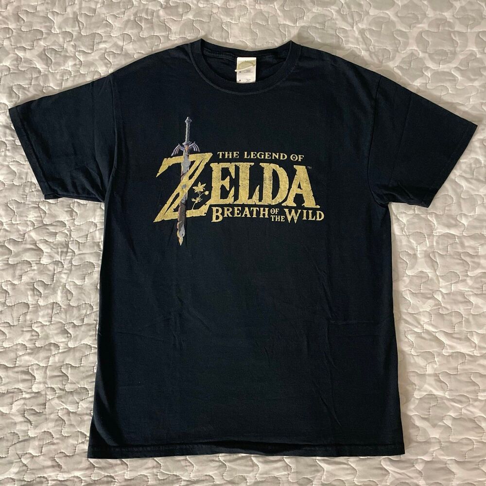 [Size Medium] Nintendo Zelda Breath if the Wild logo T Shirt - Black